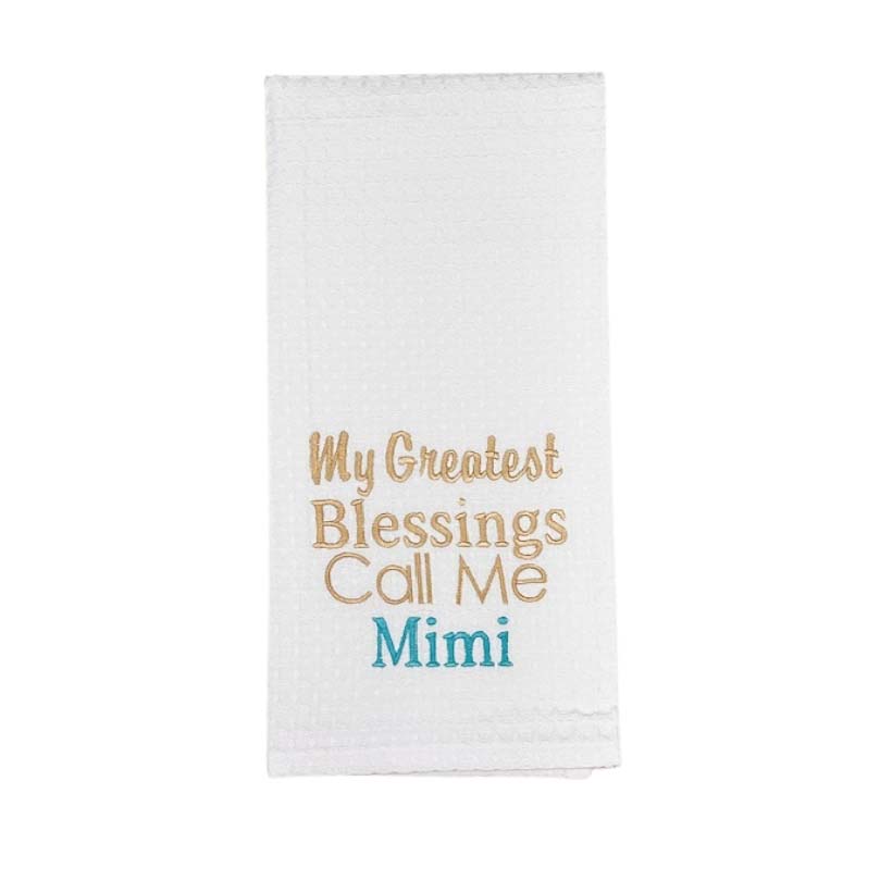 Hanging By A Thread Waffle Weave Towel - My Greatest Blessings Call Me Mimi