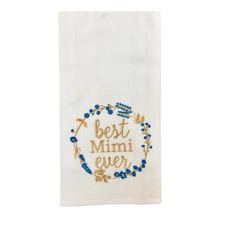 Hanging By A Thread White Towel - Best Mimi in Wreath