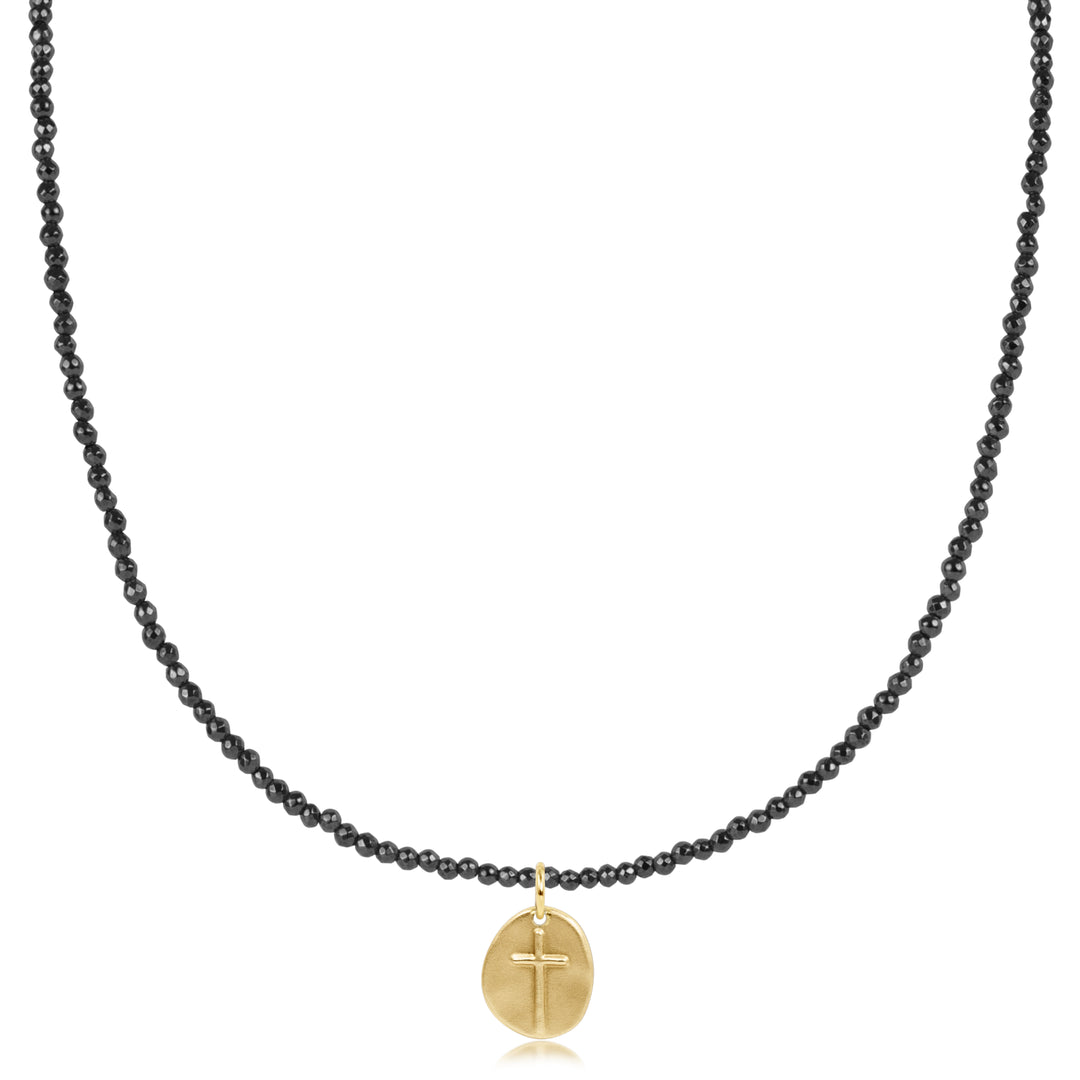 enewton 17" Choker Faceted Hematite 2mm Bead - Inspire Small Gold Charm