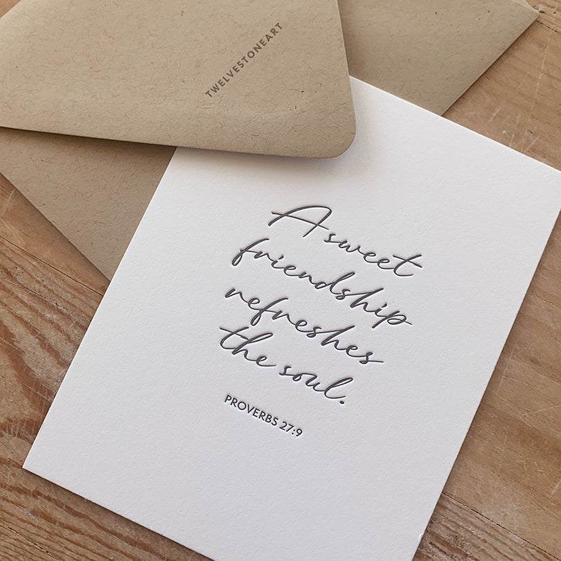 Twelve Stone Art Proverbs 27:9 Letterpress Flat Note Card