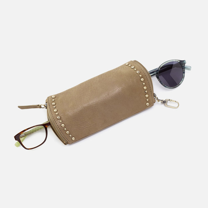 Hobo Spark GO Double Eyeglass Case - Burnished Sage Metallic Leather