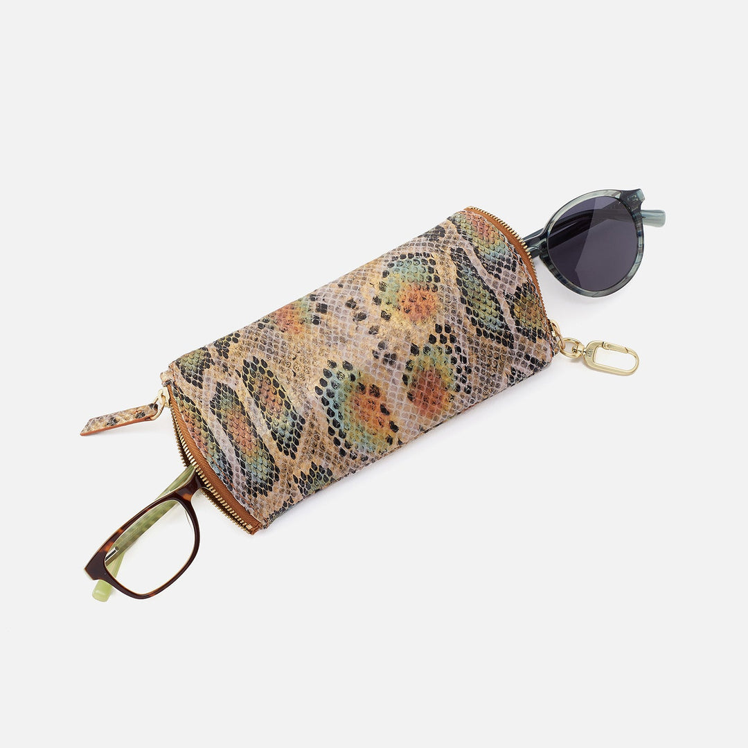 Hobo Spark GO Double Eyeglass Case - Opal Snake Printed Leather