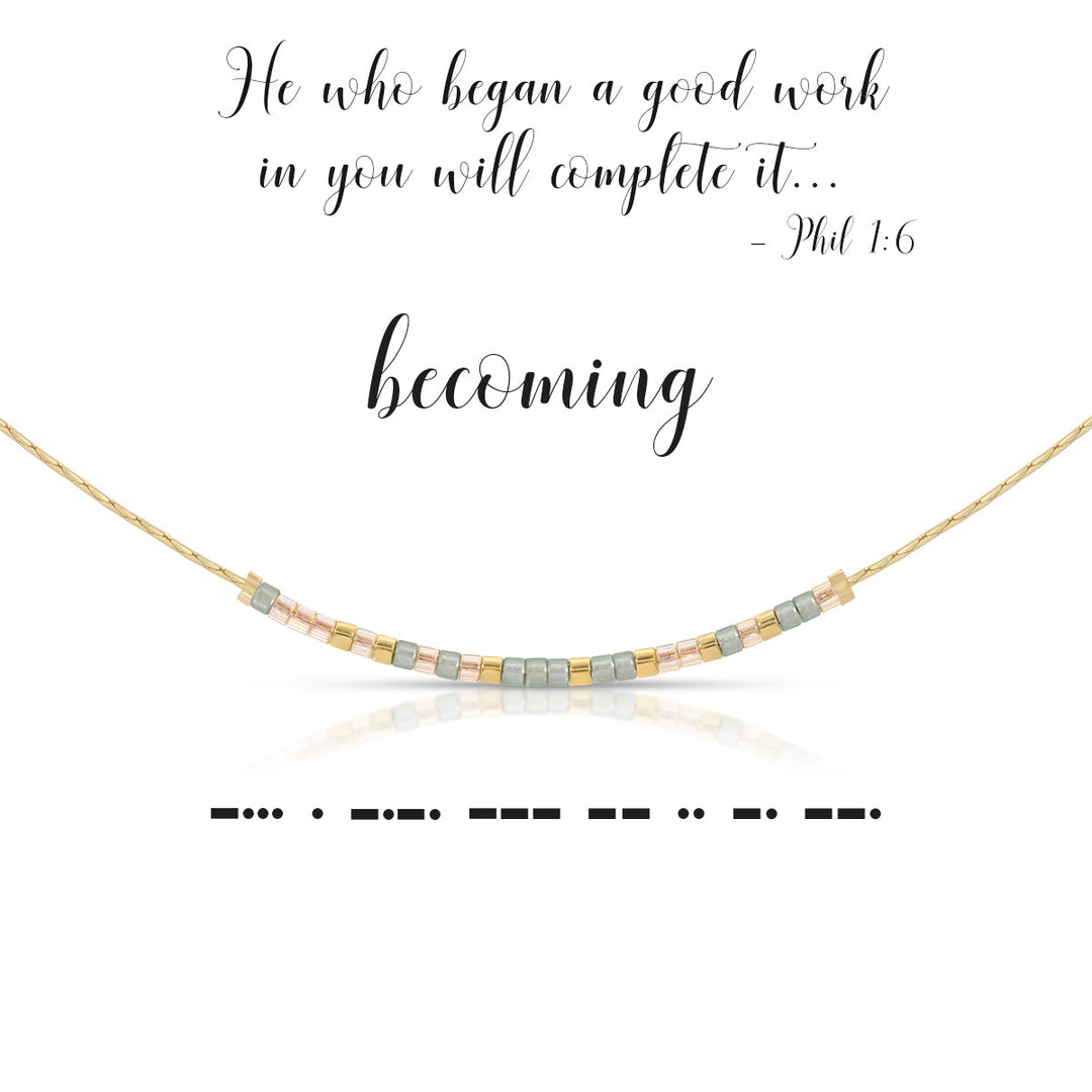 Dot & Dash Morse Code Necklace - Philippians 1:6 Becoming