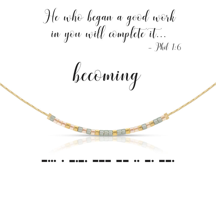Dot & Dash Morse Code Necklace - Philippians 1:6 Becoming