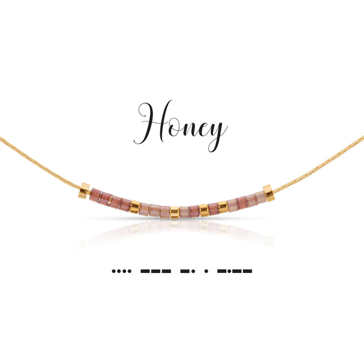 Dot & Dash Morse Code Necklace - Honey