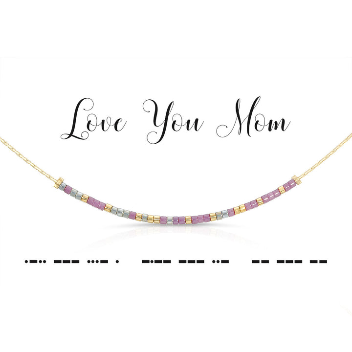 Dot & Dash Morse Code Necklace - Love You Mom