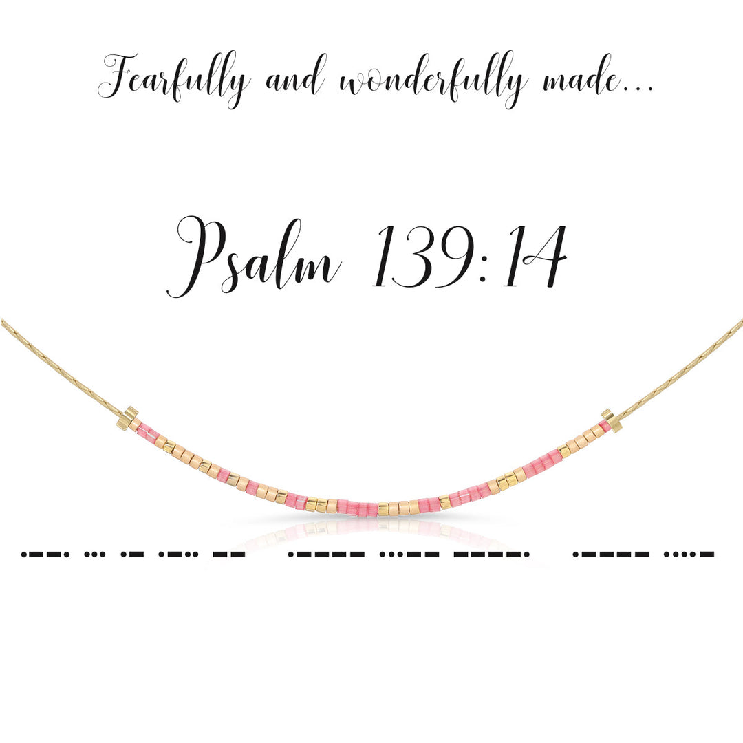 Dot & Dash Morse Code Necklace - Psalm 139:14