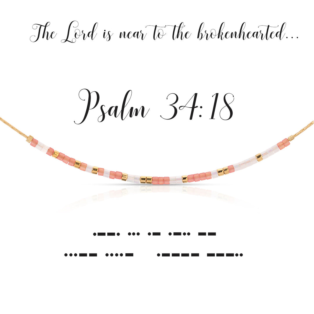 Dot & Dash Morse Code Necklace - Psalm 34:18