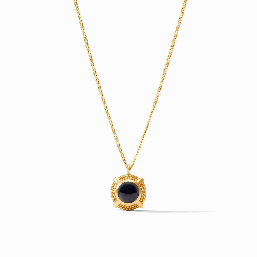 Julie Vos Cabochon Solitaire Necklace - Obsidian Black