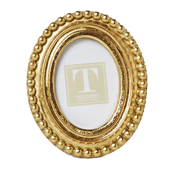 Two's Company Beaded Texture Gold Photo Frame - Oval 4 1/4" W x 5 1/4" L