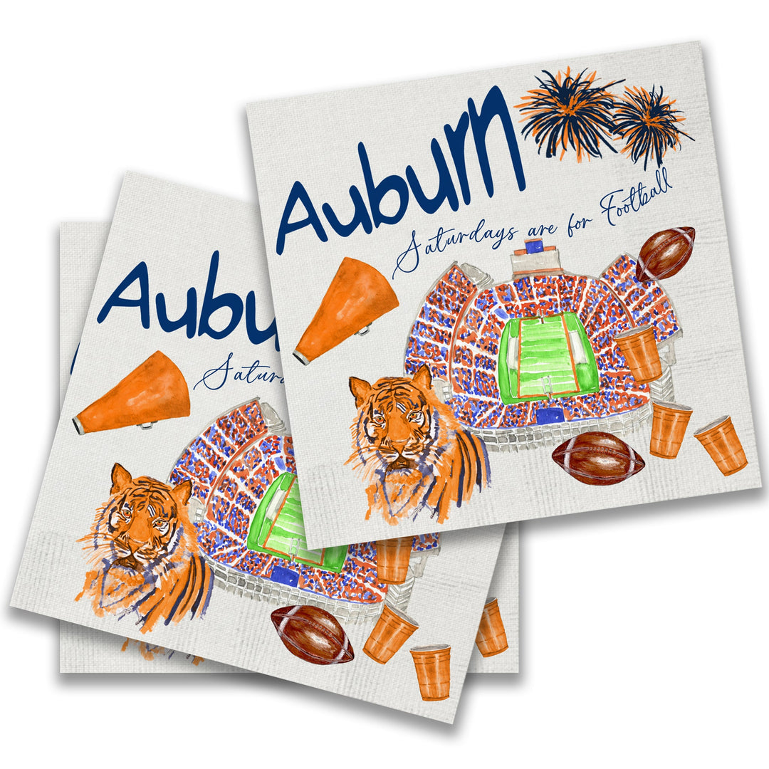 French Graffiti Cocktail Napkins - Auburn Football Pattern