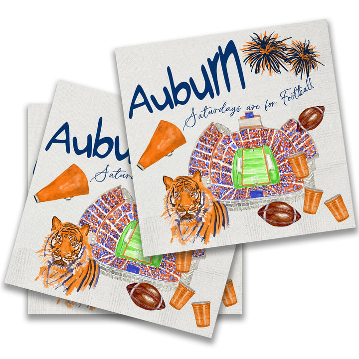 French Graffiti Cocktail Napkins - Auburn Football Pattern