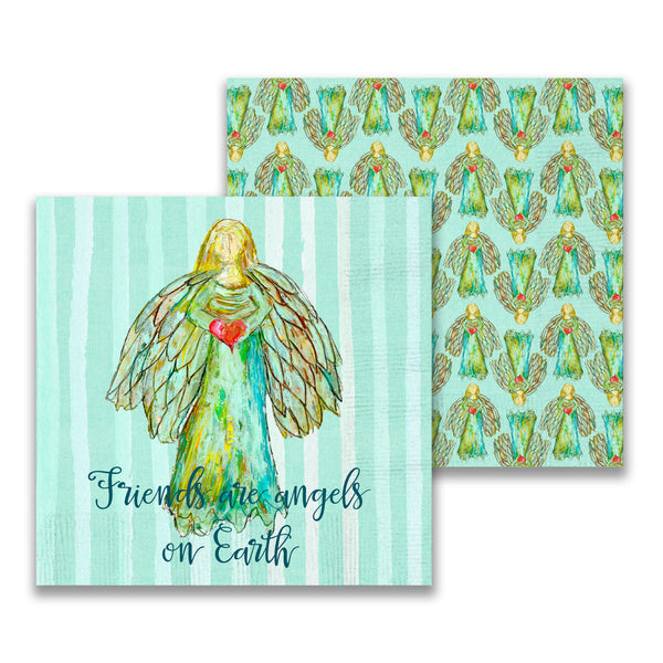 French Graffiti Cocktail Napkins - Friends are Angels on Earth