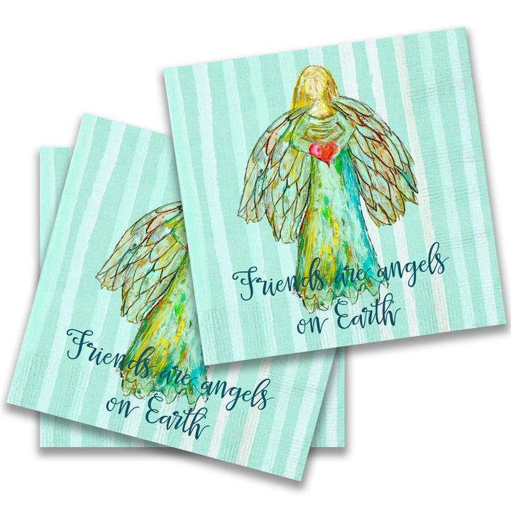French Graffiti Cocktail Napkins - Friends are Angels on Earth