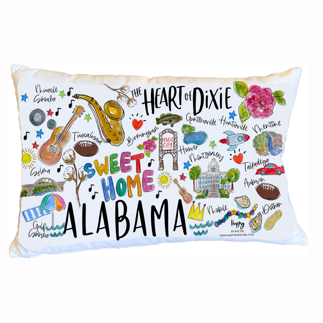 Happy By Rachel Lumbar Pillow - State of Alabama