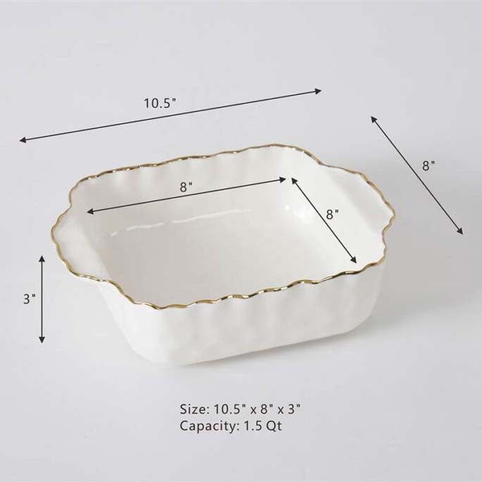Pampa Bay Portofino Square Baking Dish - White/Gold