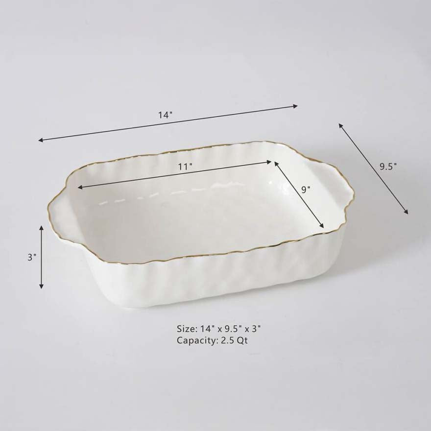 Pampa Bay Portofino Rectangular Baking Dish - White/Gold