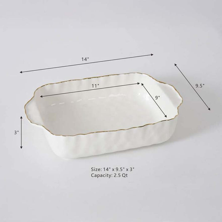 Pampa Bay Portofino Rectangular Baking Dish - White/Gold