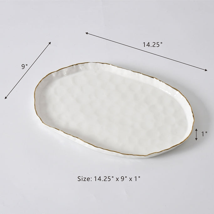 Pampa Bay Portofino Medium Oval Platter - White/Gold