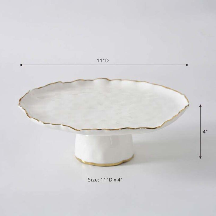 Pampa Bay Portofino Round Cake Stand - White/Gold