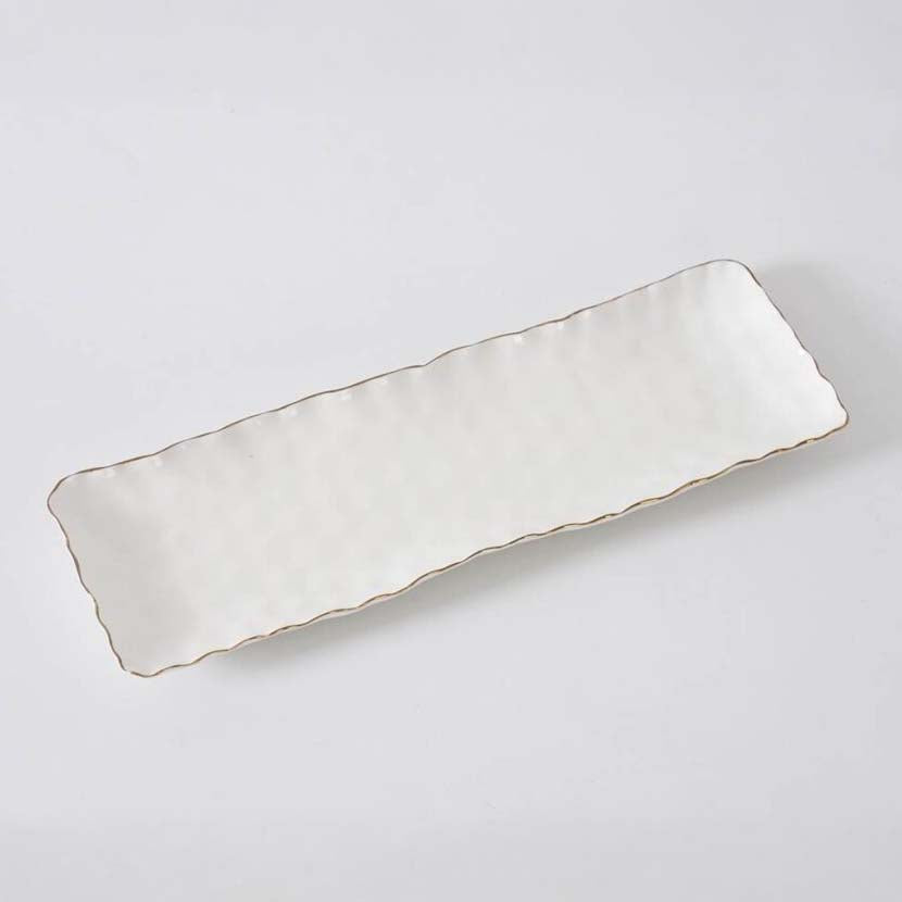 Pampa Bay Portofino Rectangular Serving Piece - White/Gold