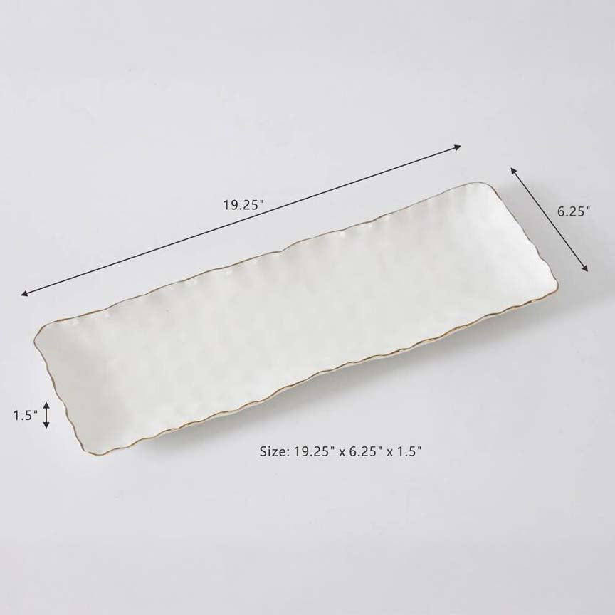 Pampa Bay Portofino Rectangular Serving Piece - White/Gold
