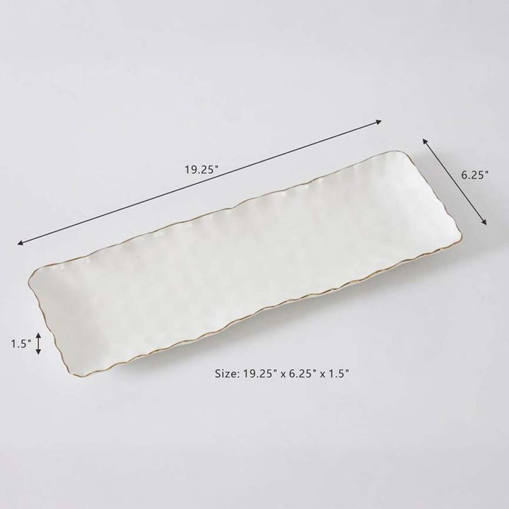 Pampa Bay Portofino Rectangular Serving Piece - White/Gold