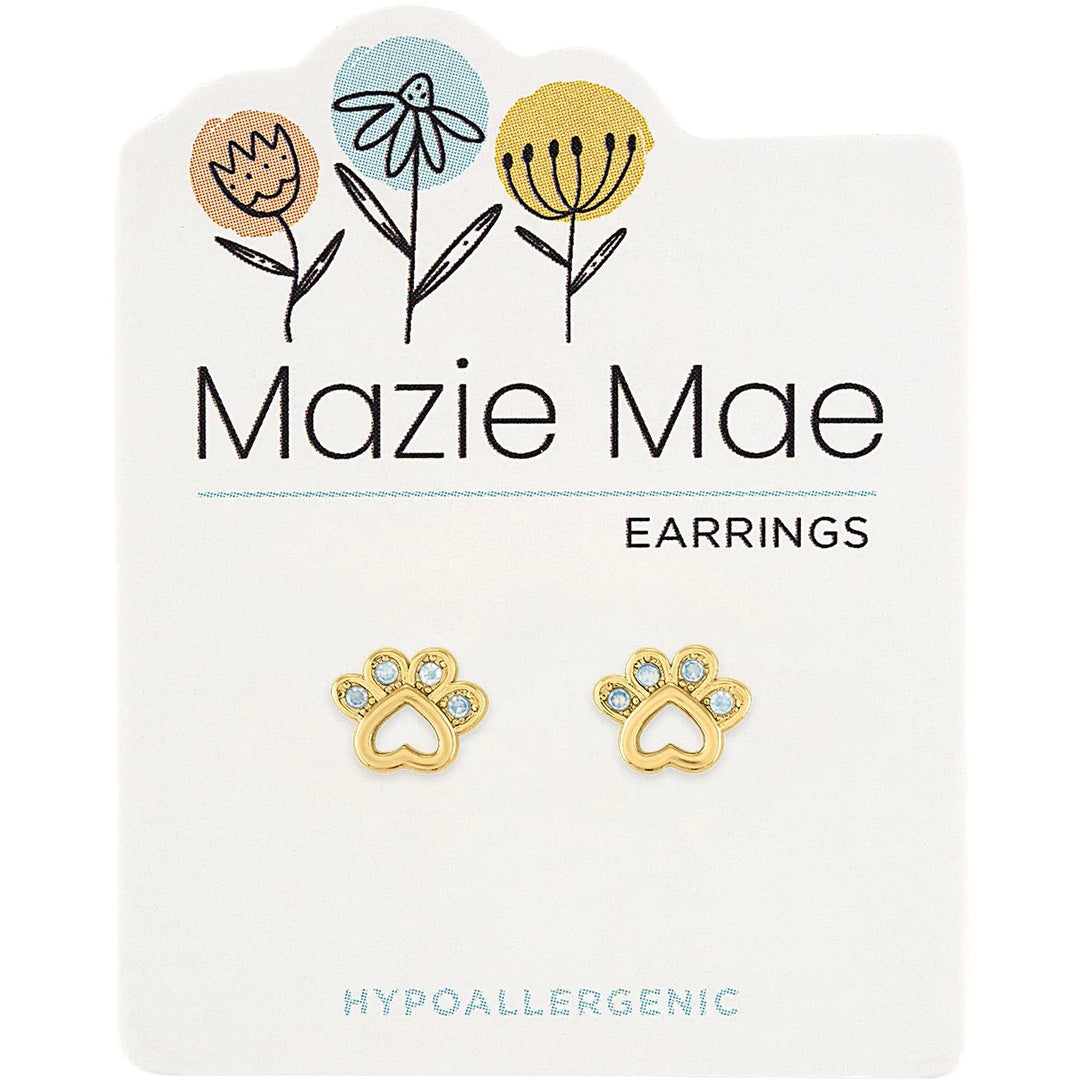 Mazie Mae Paw Print Stud Earrings