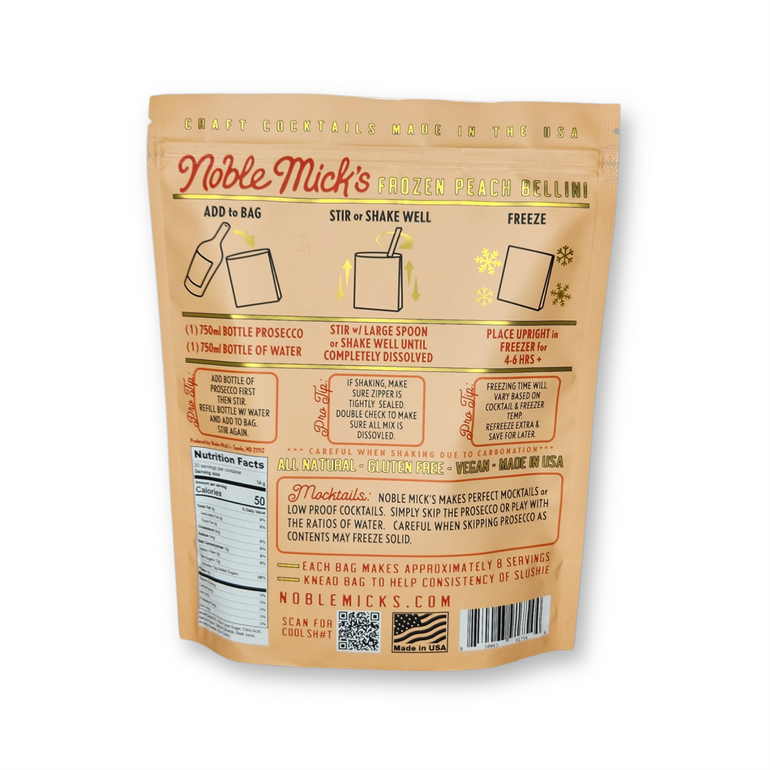 Noble Mick's Peach Bellini Frozen Cocktail Mix - 8 Servings