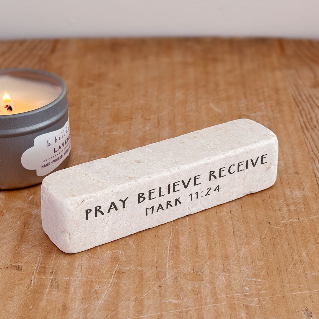 Twelve Stone Art Mark 11:24 Scripture Stone (4 x 1 x 1")