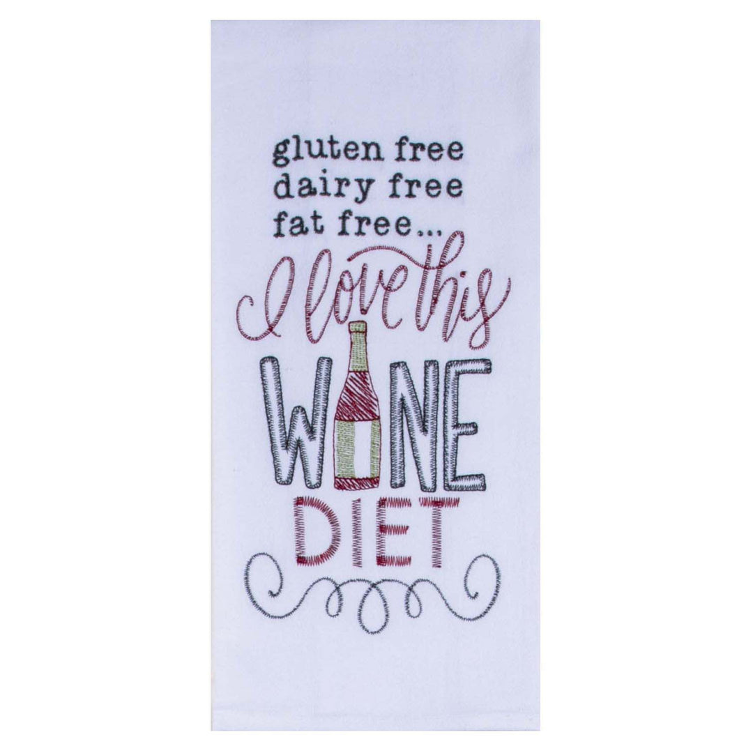 Kay Dee Designs Snarkasms Wine Diet Embroidered Flour Sack Towel