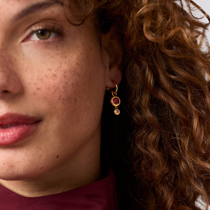 Julie Vos Rainbow Duo Hoop & Charm Earrings - Gold/Champagne Radiance/OS