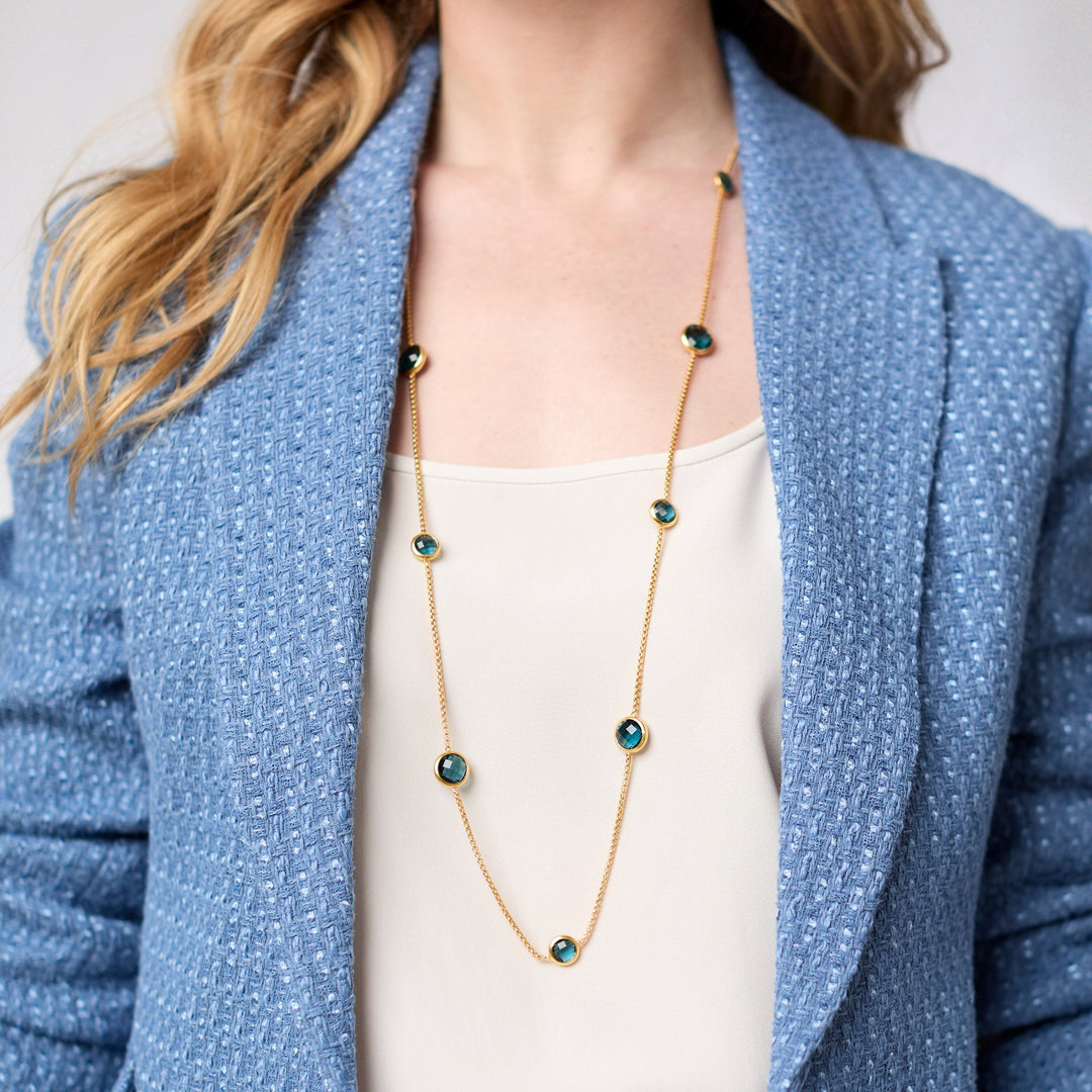 Julie Vos Rainbow Station Necklace - Gold/Clear Crystal/OS