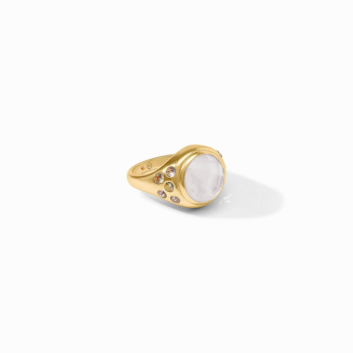 Julie Vos Rainbow Statement Ring - Gold/Iridescent Clear Crystal/Size 6