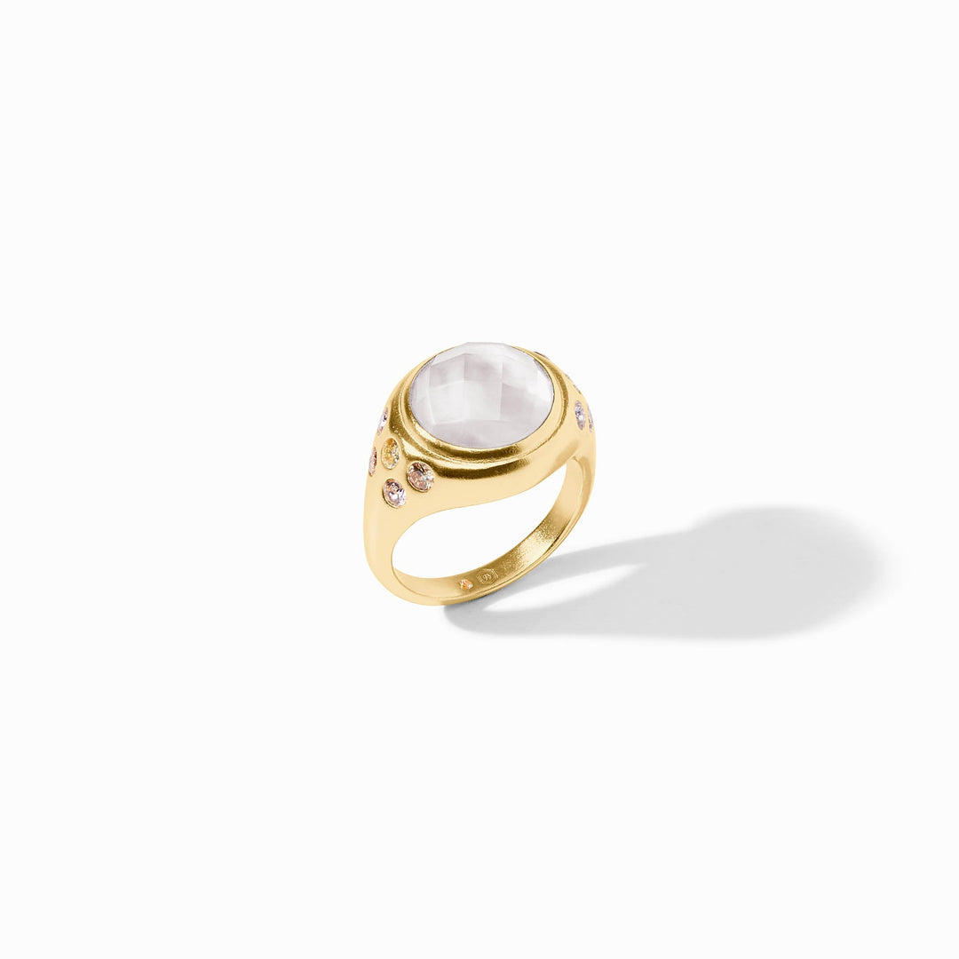 Julie Vos Rainbow Statement Ring - Gold/Iridescent Clear Crystal/Size 6