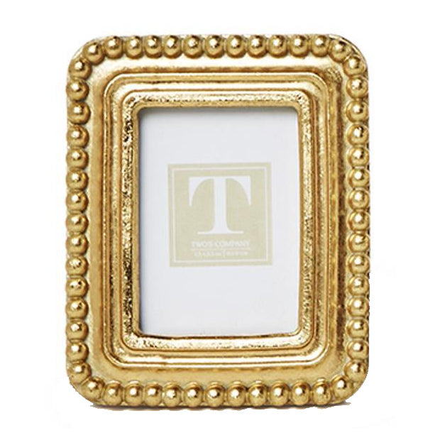 Two's Company Beaded Texture Gold Photo Frame - Rectangle 4 1/4" W x 5 1/4" L