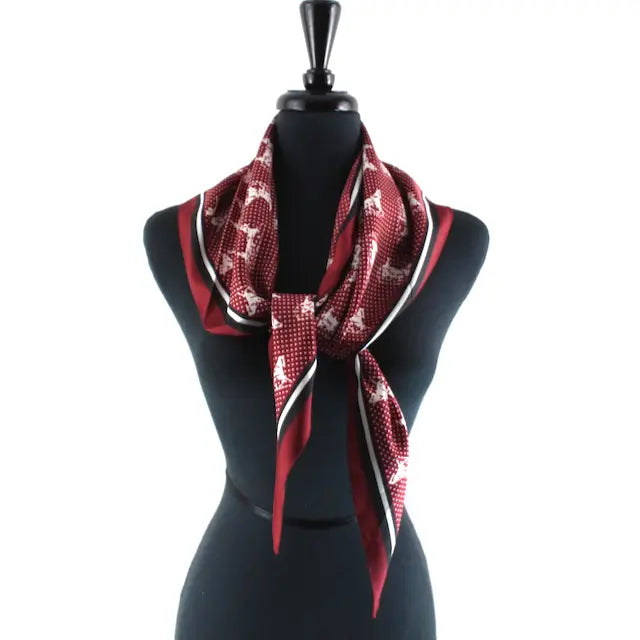 Pretty Persuasions Horse Carriage Print Triangle Scarf - Red