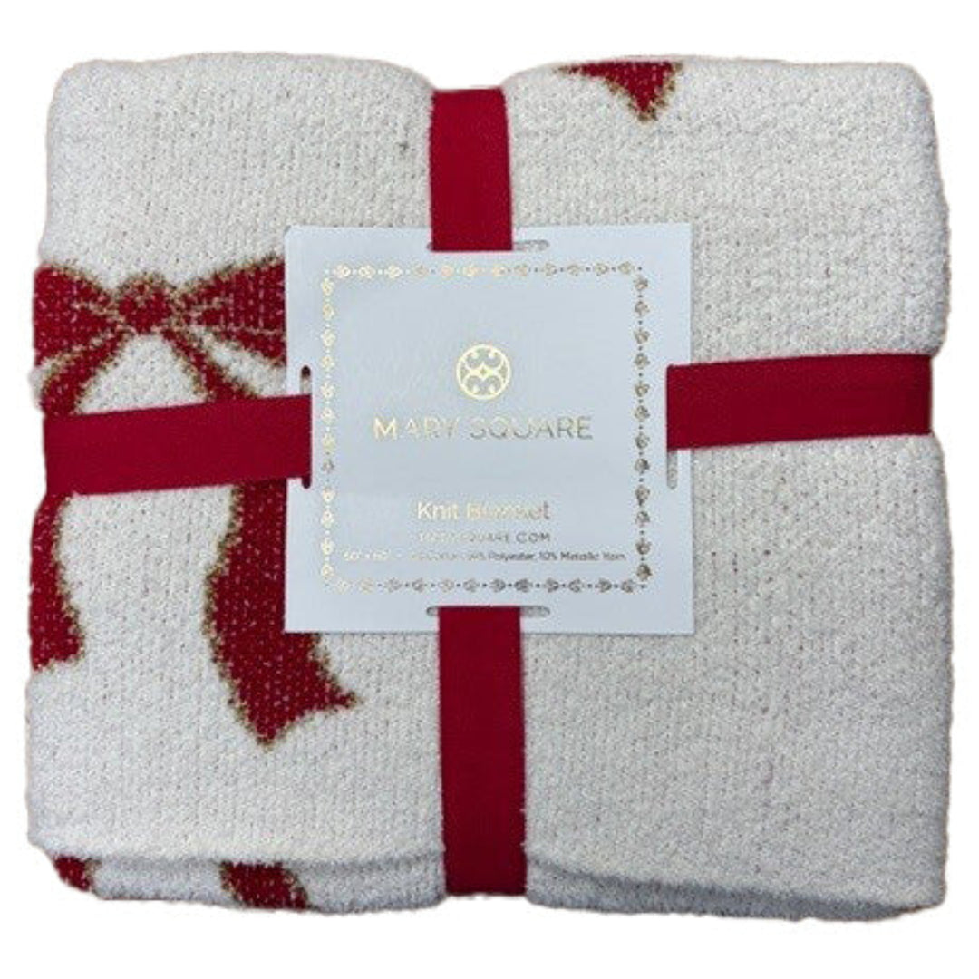 Mary Square Blanket - Red Bows