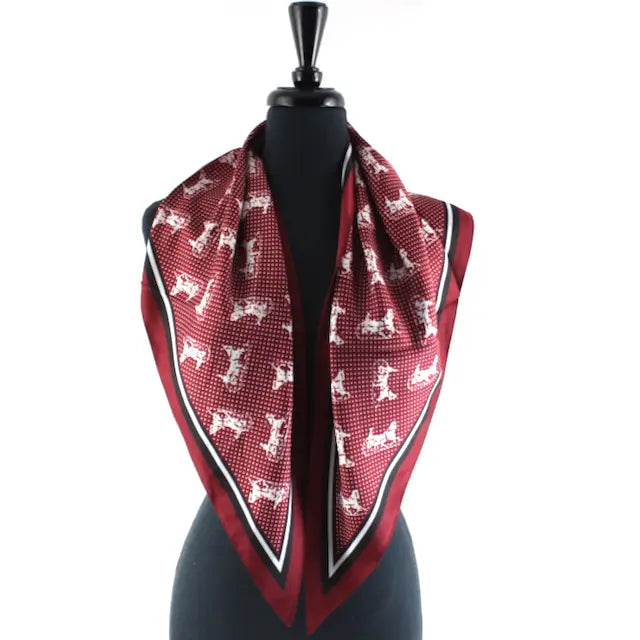 Pretty Persuasions Horse Carriage Print Triangle Scarf - Red
