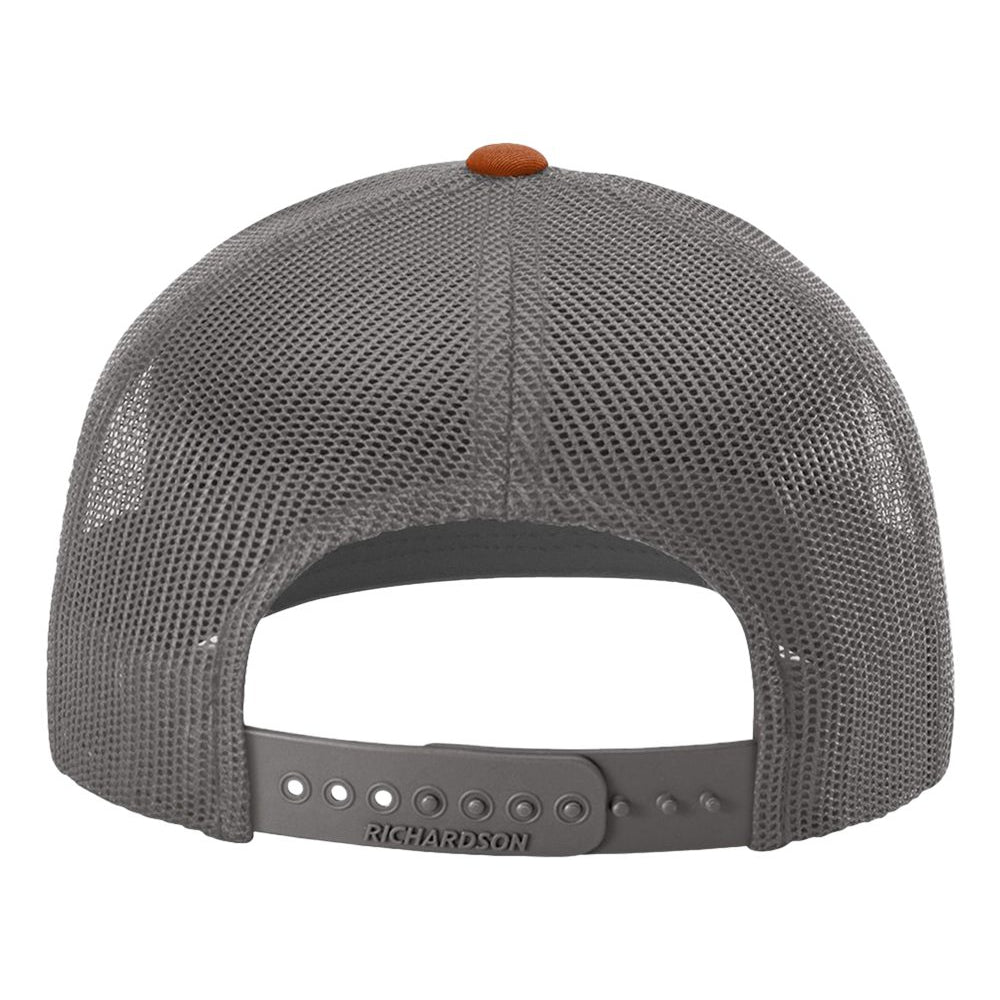 Richardson Snapback Trucker Cap - Heather Grey/Charcoal/Dark Orange