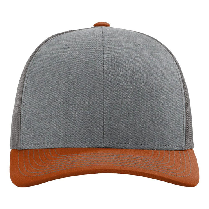 Richardson Snapback Trucker Cap - Heather Grey/Charcoal/Dark Orange