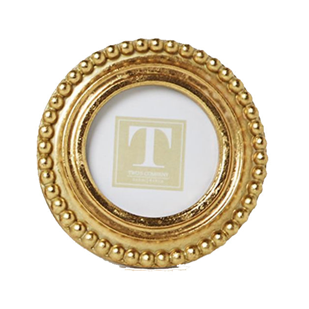 Two's Company Beaded Texture Gold Photo Frame - Round 4 1/2" Dia