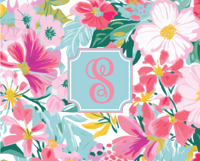 Single Letter Floral Skinny Tumbler