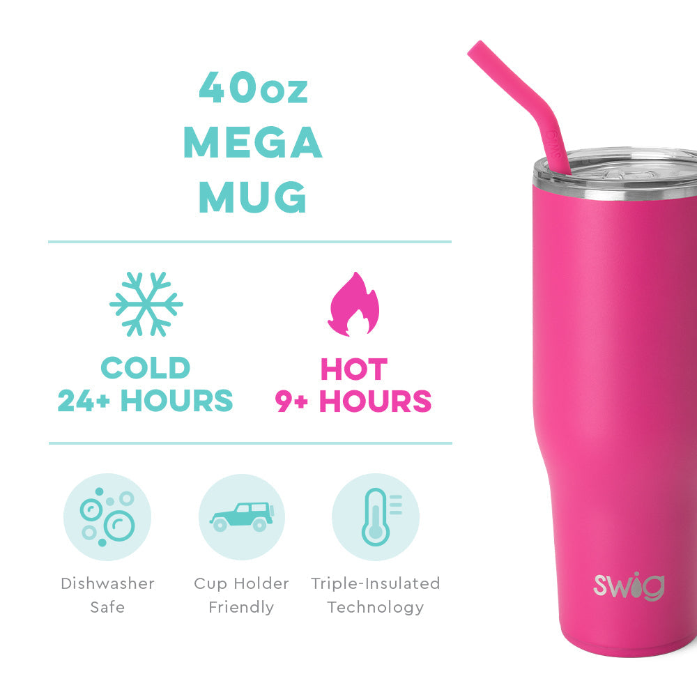 PGD Swig 40oz Tumbler Mug - Hot Pink w/Personalization