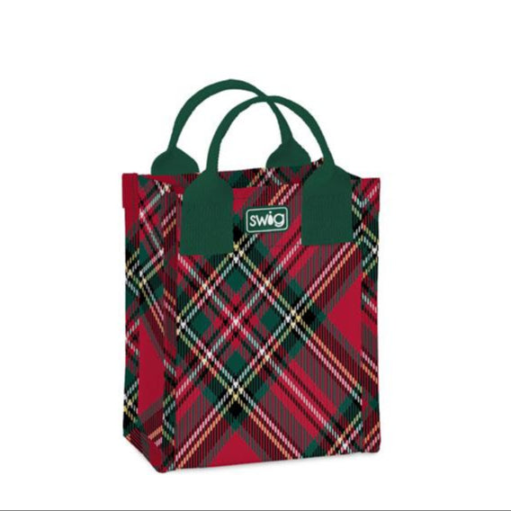 Swig Reusable Gift Bag (Mini) - Christmas Plaid