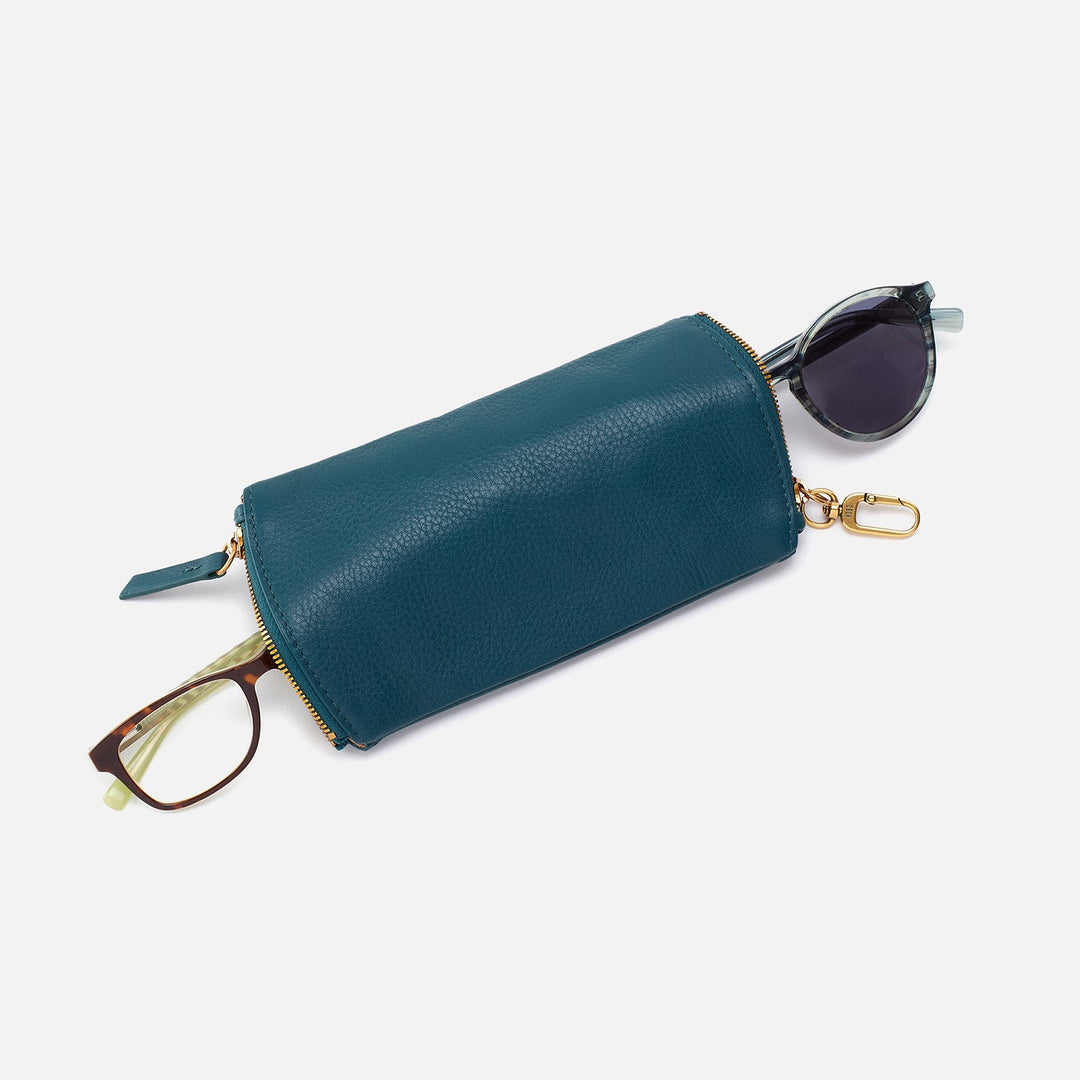 Hobo Spark GO Double Eyeglass Case - Midnight Teal Pebbled Leather