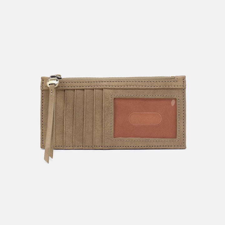 Hobo Carte Card Case - Burnished Sage Metallic Leather