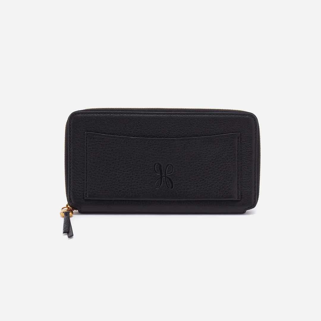 Hobo Large Wallet - Black Pebbled Leather