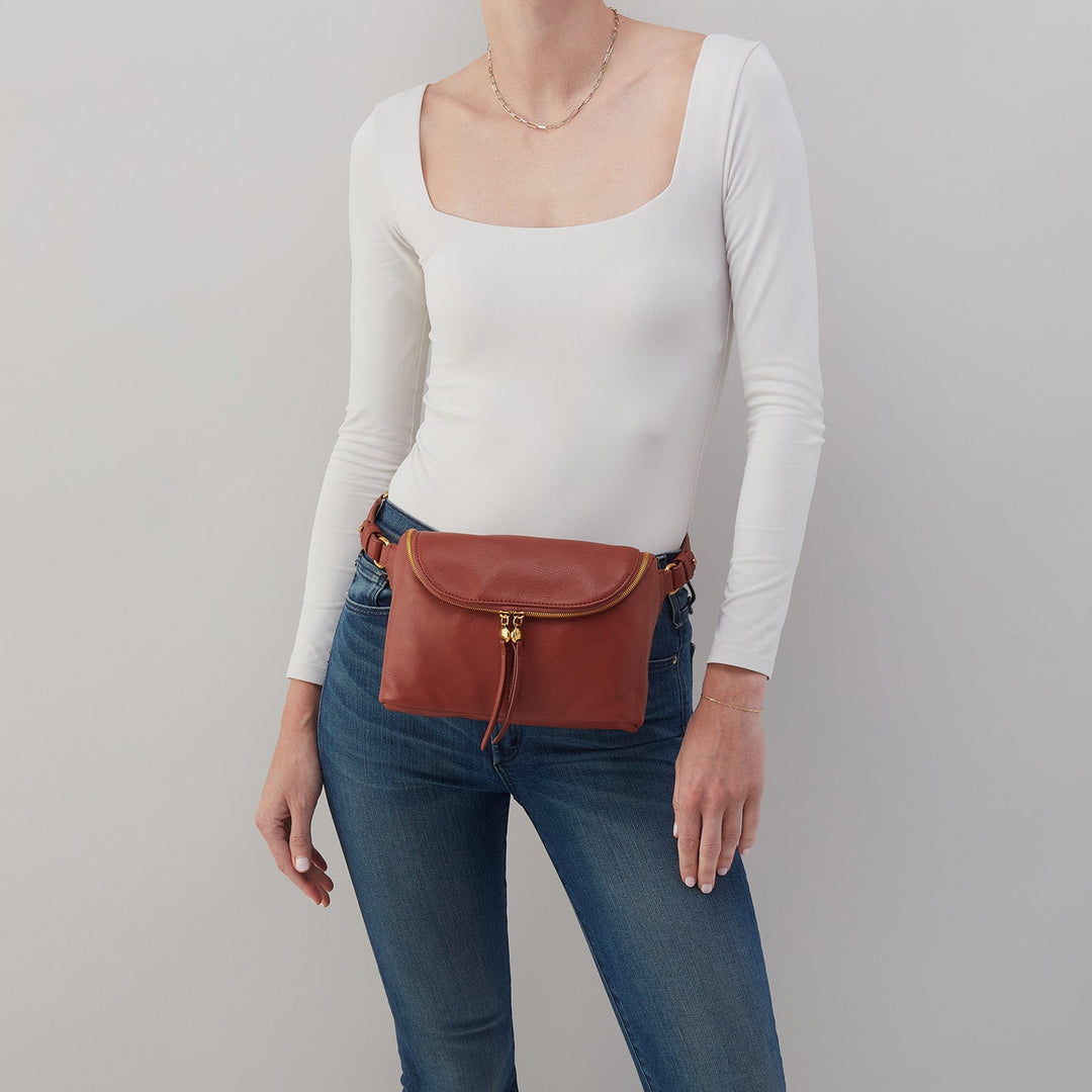 Hobo Fern Large Belt Bag/Sling - Rust Pebbled Leather