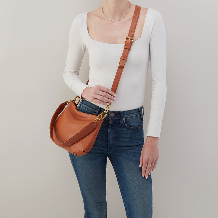 Hobo Vance Shoulder Crossbody Bag - Warm Honey Pebbled Leather